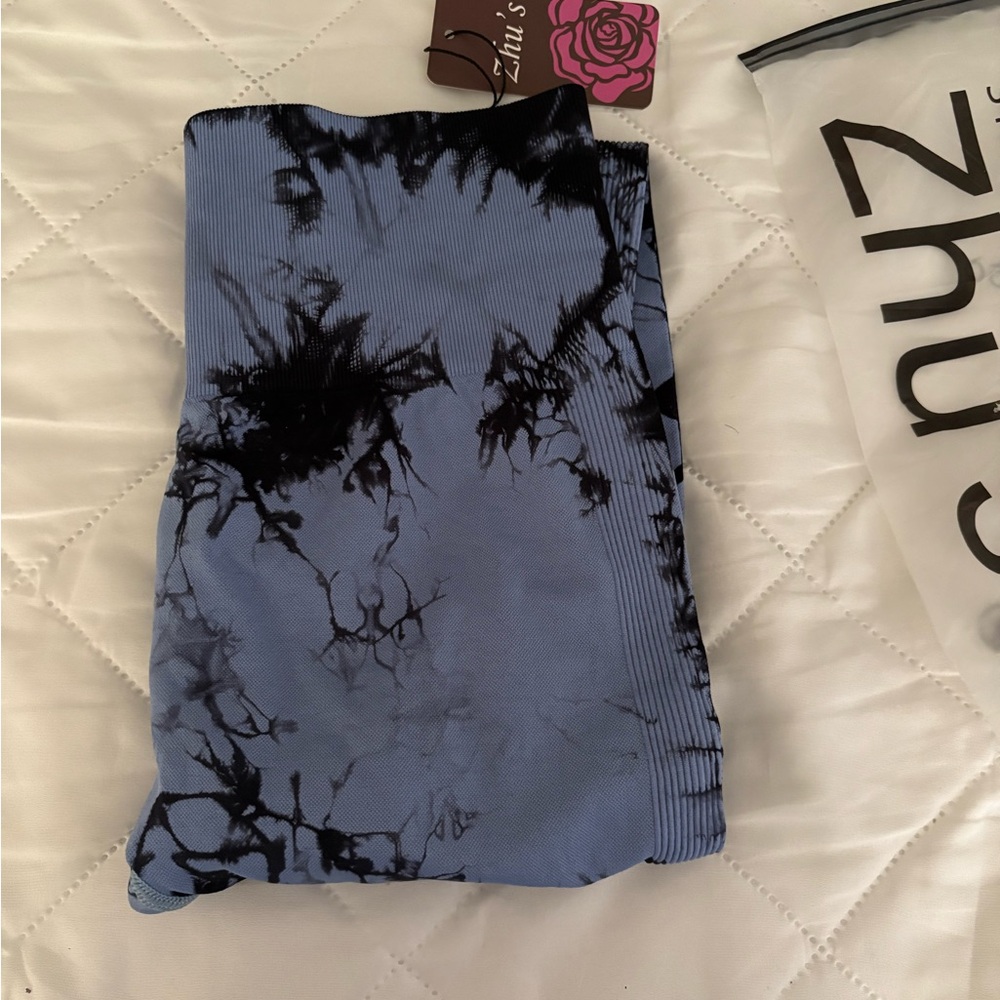 Blue and Black Tie-Dye Leggings